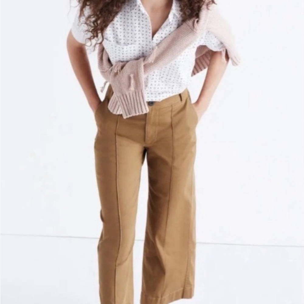 Madewell Langford wide leg crop pants in Camel